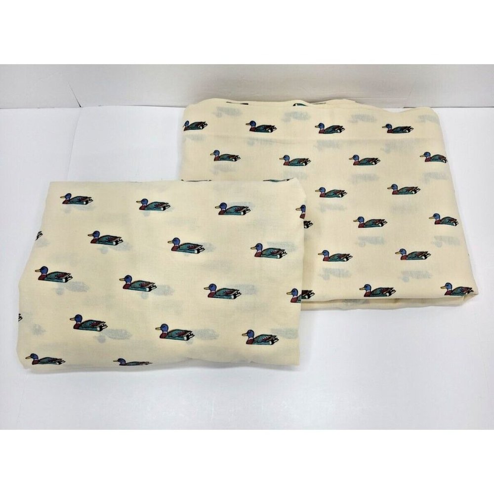 Vintage Lady Grandeur Mallard Duck Full Sheet Set Hunter Decoy Ducks 81"x96"